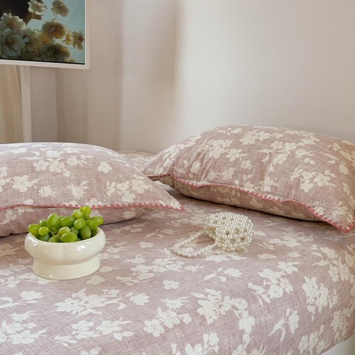 91家纺网 家纺一手货源 找家纺 金丝鸟家纺 2025春夏新款全棉纯棉双层纱床单 单品单件 花影