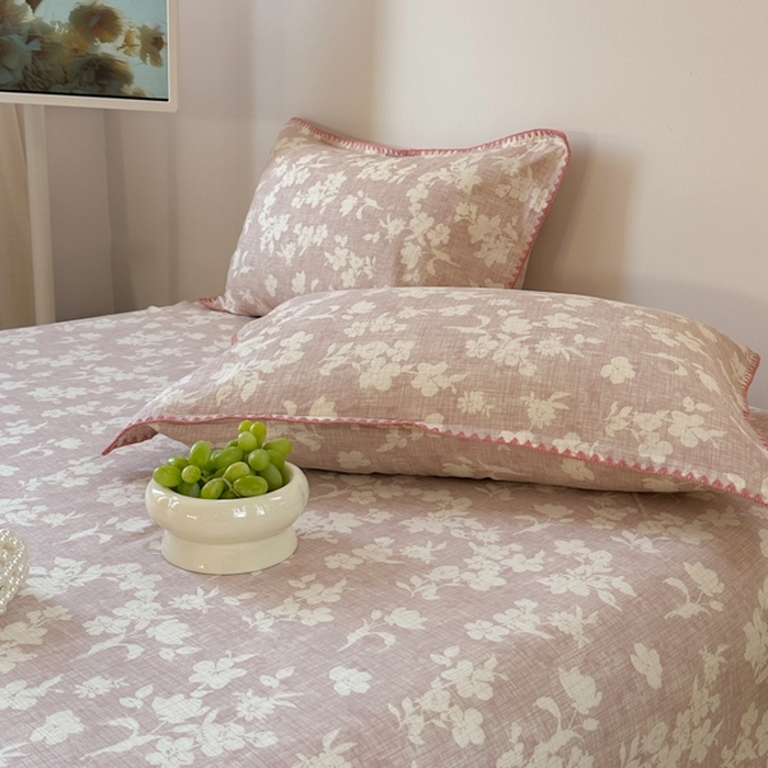 91家纺网 家纺一手货源 找家纺 金丝鸟家纺 2025春夏新款全棉纯棉双层纱床单 单品单件 花影