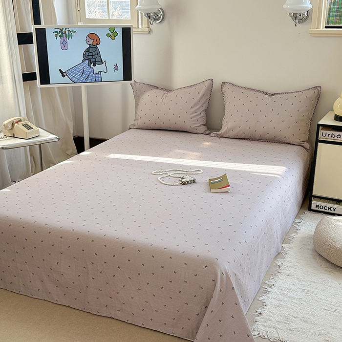 91家纺网 家纺一手货源 找家纺 金丝鸟家纺 2025春夏新款全棉纯棉双层纱床单 单品单件 密语小结