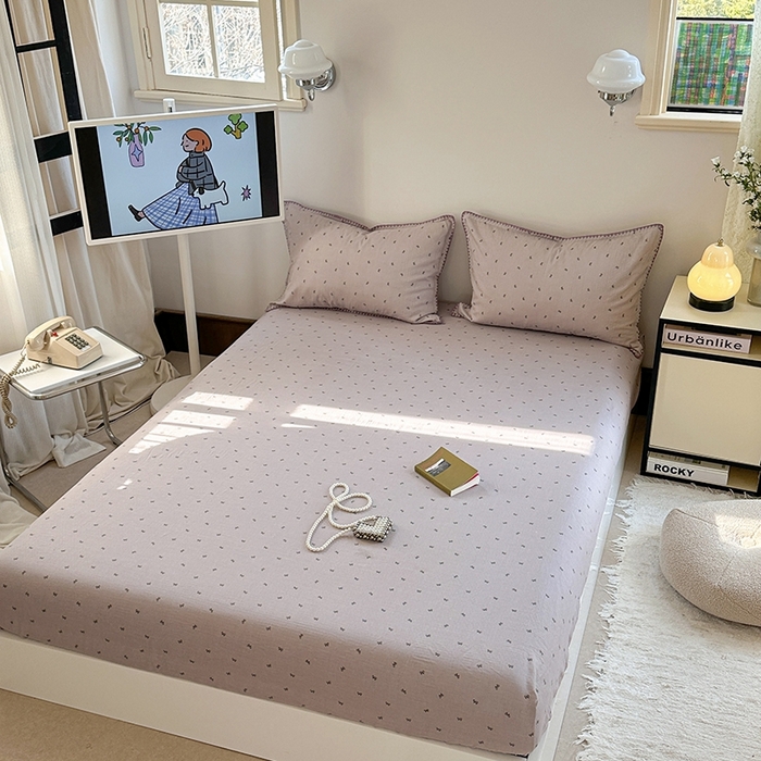 91家纺网 家纺一手货源 找家纺 金丝鸟家纺 2025春夏新款全棉纯棉双层纱床单 单品单件 密语小结