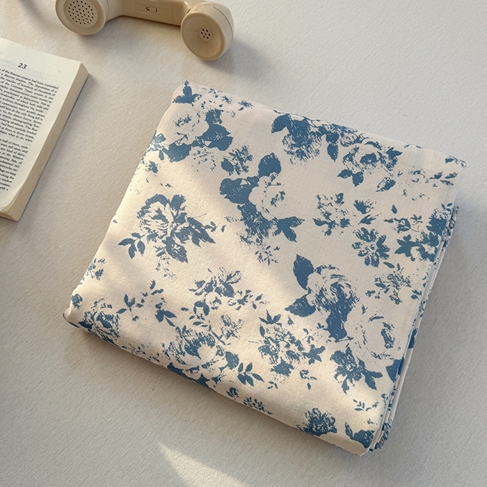 91家纺网 家纺一手货源 找家纺 金丝鸟家纺 2025春夏新款全棉纯棉双层纱床单 单品单件 青瓷花弄