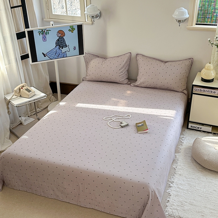 91家纺网 家纺一手货源 找家纺 金丝鸟家纺 2025春夏新款全棉纯棉双层纱床单 单品单件 密语小结