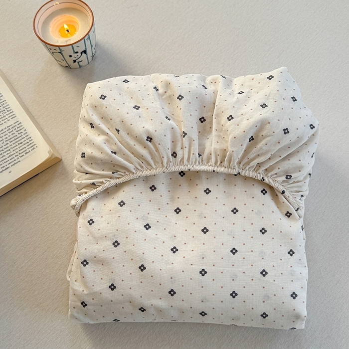 91家纺网 家纺一手货源 找家纺 金丝鸟家纺 2025春夏新款全棉纯棉双层纱床单 单品单件 四叶纹