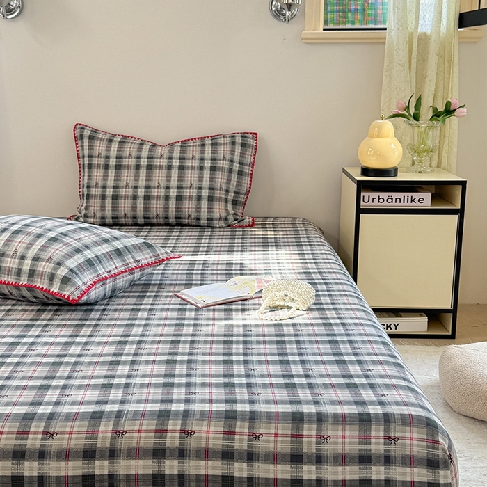 91家纺网 家纺一手货源 找家纺 金丝鸟家纺 2025春夏新款全棉纯棉双层纱床单 单品单件 黑格尔