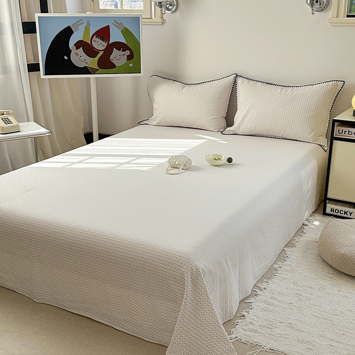 91家纺网 家纺一手货源 找家纺 金丝鸟家纺 2025春夏新款全棉纯棉双层纱床单 单品单件 粉色小花