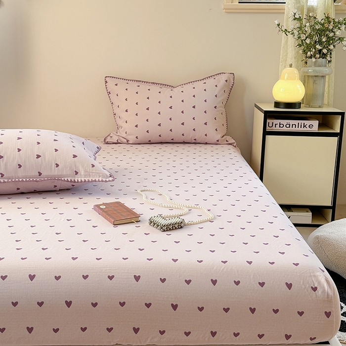 91家纺网 家纺一手货源 找家纺 金丝鸟家纺 2025春夏新款全棉纯棉双层纱床单 单品单件 紫色心情