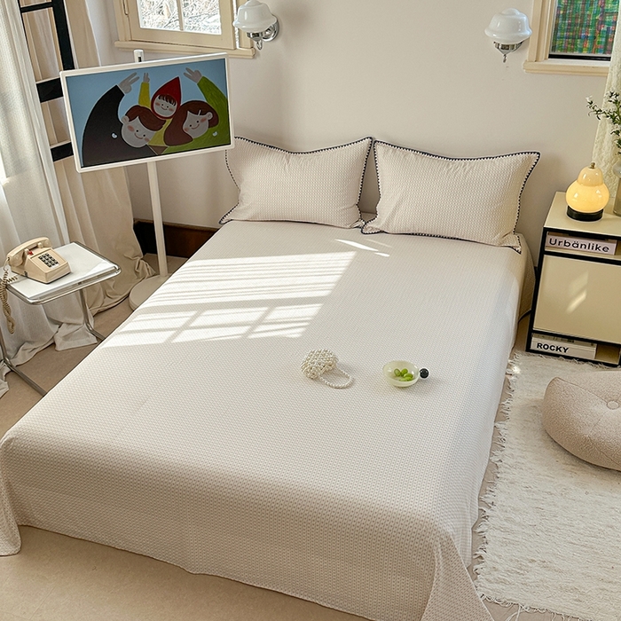 91家纺网 家纺一手货源 找家纺 金丝鸟家纺 2025春夏新款全棉纯棉双层纱床单 单品单件 粉色小花