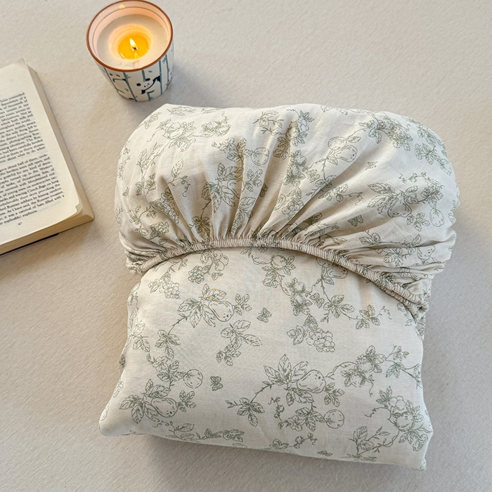 91家纺网 家纺一手货源 找家纺 金丝鸟家纺 2025春夏新款全棉纯棉双层纱床单 单品单件 绿意枝头