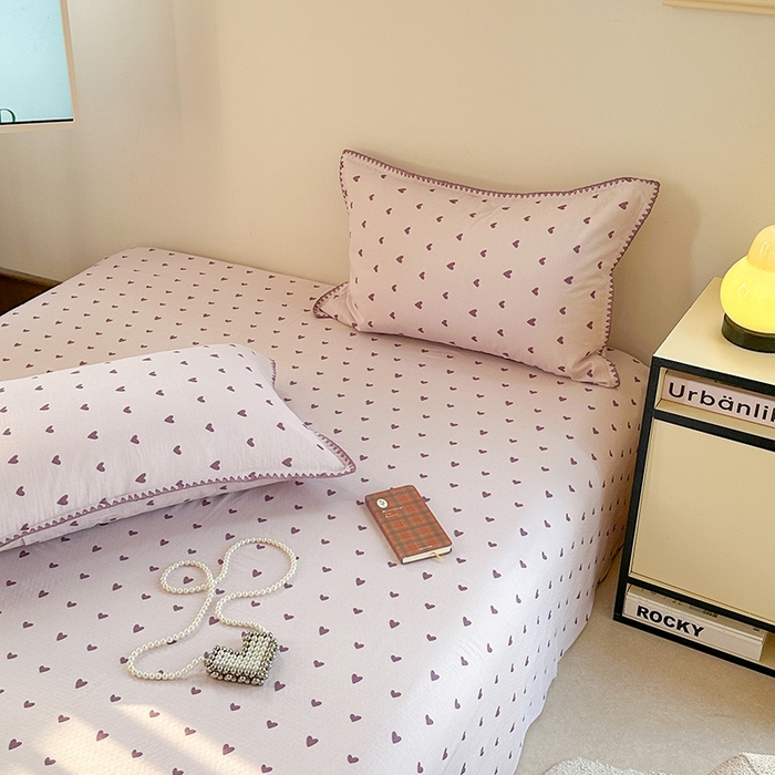 91家纺网 家纺一手货源 找家纺 金丝鸟家纺 2025春夏新款全棉纯棉双层纱床单 单品单件 紫色心情