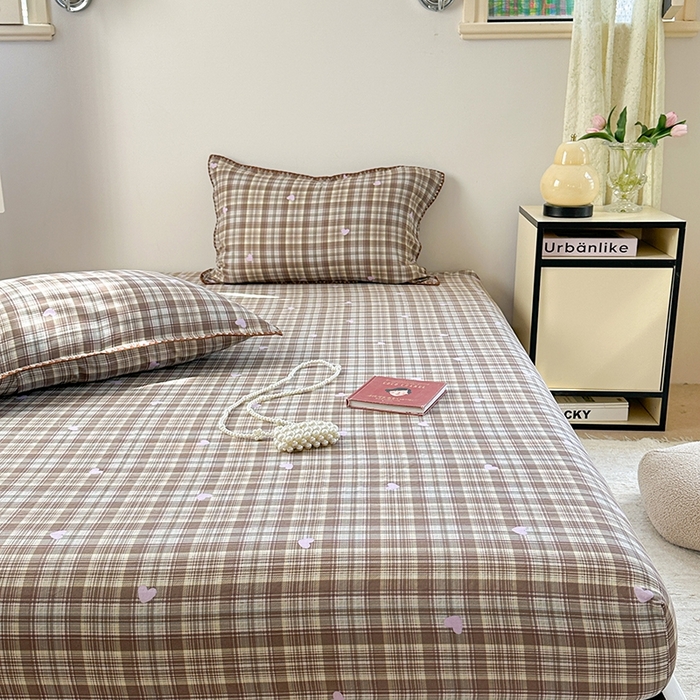 91家纺网 家纺一手货源 找家纺 金丝鸟家纺 2025春夏新款全棉纯棉双层纱床单 单品单件 复古棕格