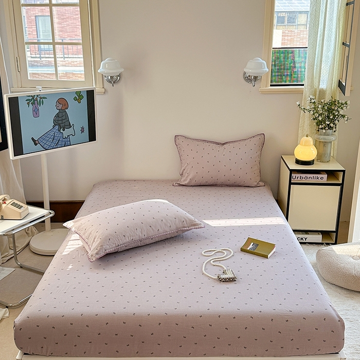 91家纺网 家纺一手货源 找家纺 金丝鸟家纺 2025春夏新款全棉纯棉双层纱床单 单品单件 密语小结