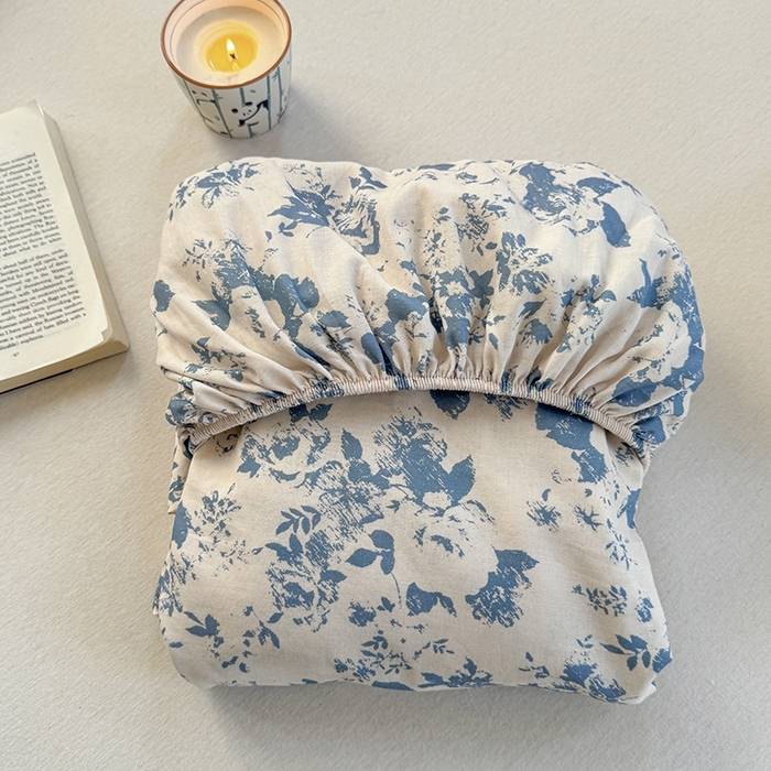 91家纺网 家纺一手货源 找家纺 金丝鸟家纺 2025春夏新款全棉纯棉双层纱床单 单品单件 青瓷花弄