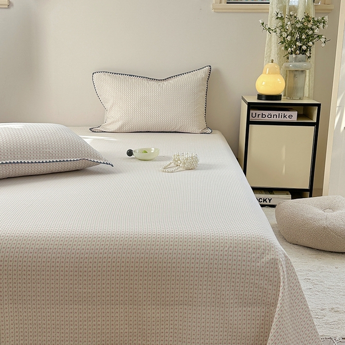 91家纺网 家纺一手货源 找家纺 金丝鸟家纺 2025春夏新款全棉纯棉双层纱床单 单品单件 粉色小花