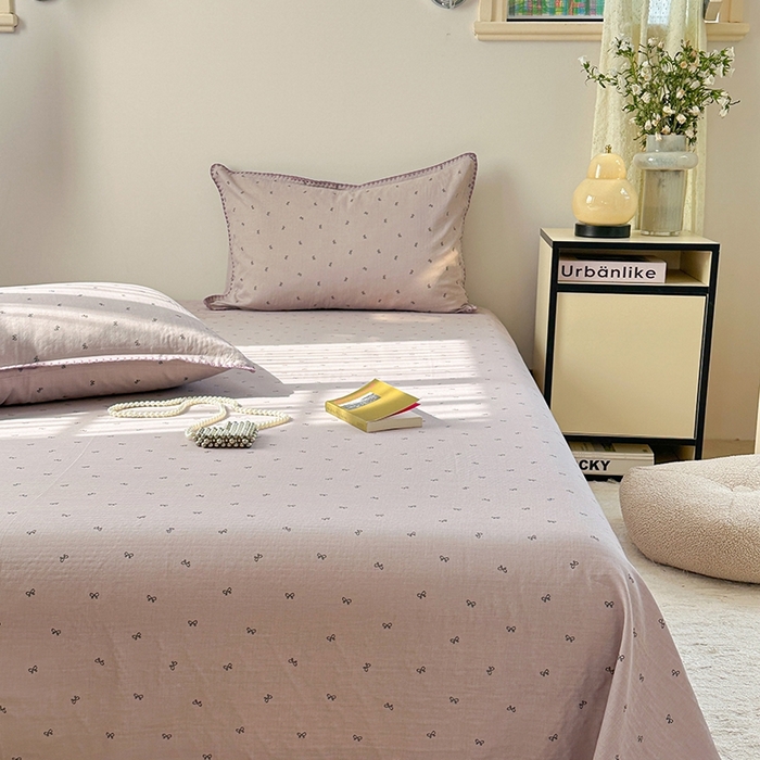 91家纺网 家纺一手货源 找家纺 金丝鸟家纺 2025春夏新款全棉纯棉双层纱床单 单品单件 密语小结