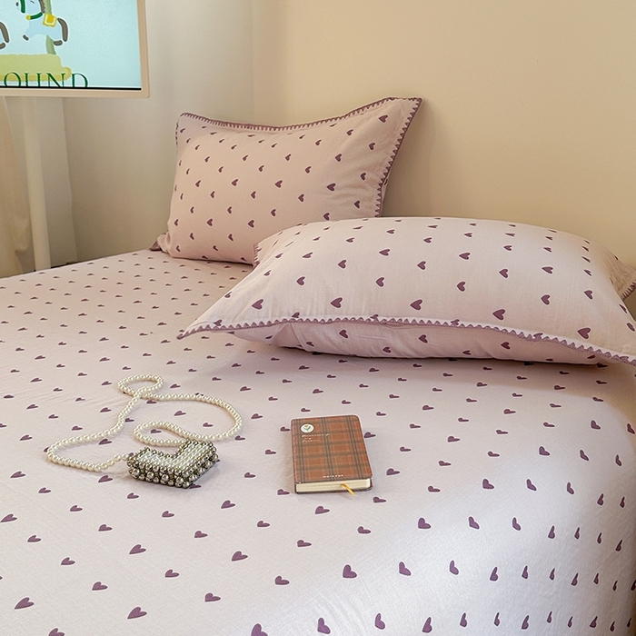 91家纺网 家纺一手货源 找家纺 金丝鸟家纺 2025春夏新款全棉纯棉双层纱床单 单品单件 紫色心情