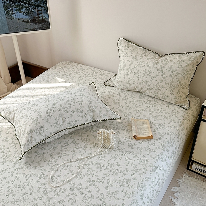 91家纺网 家纺一手货源 找家纺 金丝鸟家纺 2025春夏新款全棉纯棉双层纱床单 单品单件 绿意枝头