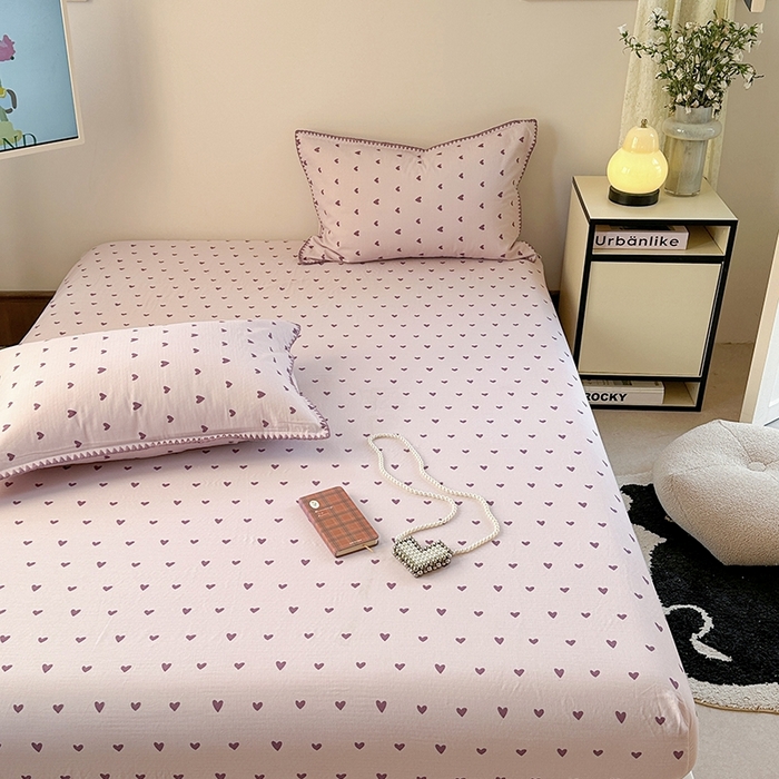 91家纺网 家纺一手货源 找家纺 金丝鸟家纺 2025春夏新款全棉纯棉双层纱床单 单品单件 紫色心情