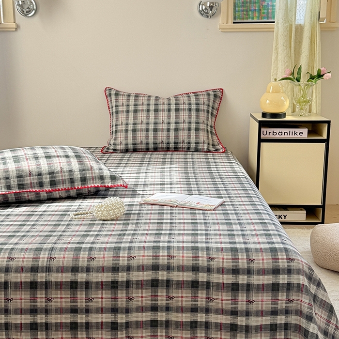 91家纺网 家纺一手货源 找家纺 金丝鸟家纺 2025春夏新款全棉纯棉双层纱床单 单品单件 黑格尔