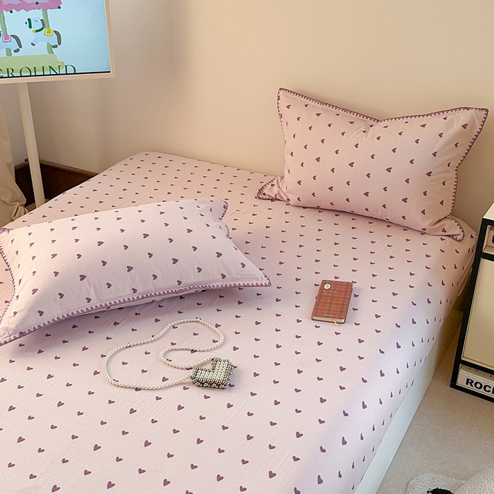 91家纺网 家纺一手货源 找家纺 金丝鸟家纺 2025春夏新款全棉纯棉双层纱床单 单品单件 紫色心情