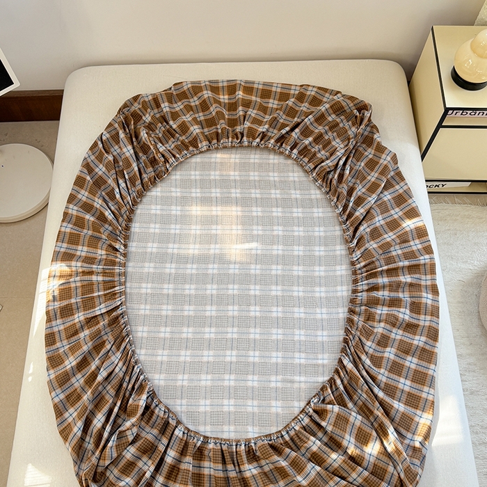 91家纺网 家纺一手货源 找家纺 金丝鸟家纺 2025春夏新款全棉纯棉双层纱床单 单品单件 青梅田格