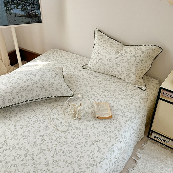 91家纺网 家纺一手货源 找家纺 金丝鸟家纺 2025春夏新款全棉纯棉双层纱床单 单品单件 绿意枝头