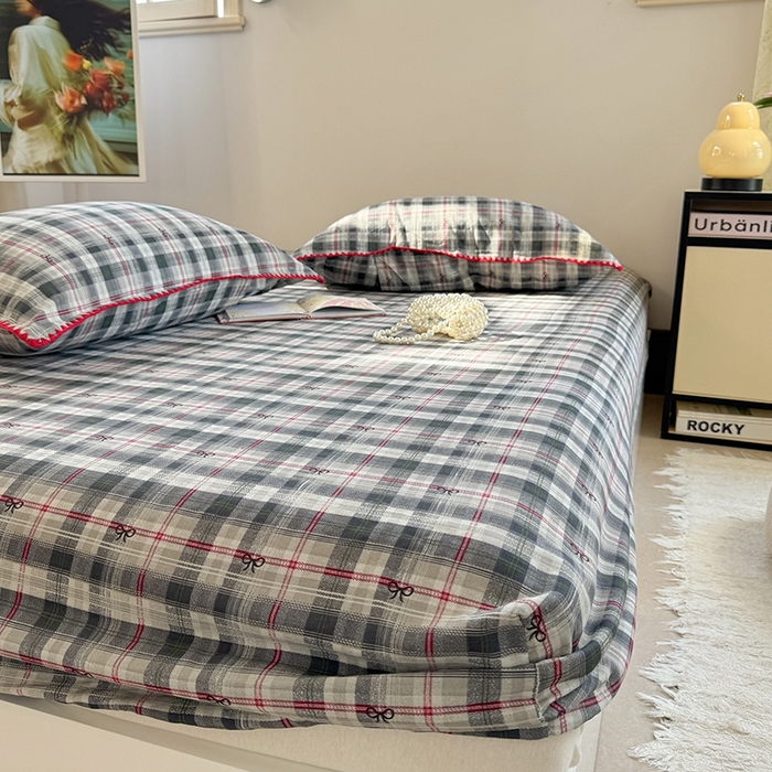 91家纺网 家纺一手货源 找家纺 金丝鸟家纺 2025春夏新款全棉纯棉双层纱床单 单品单件 黑格尔