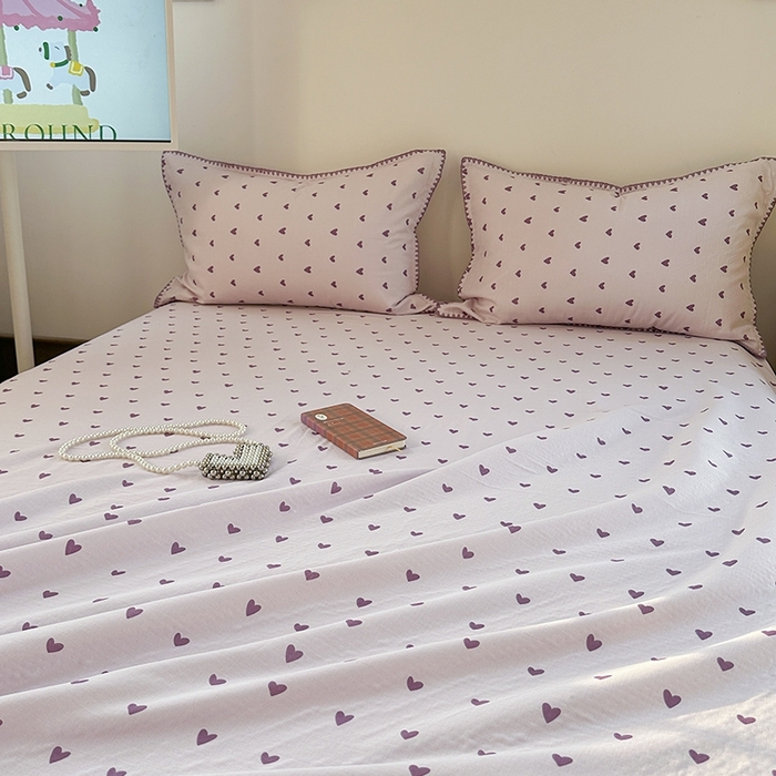 91家纺网 家纺一手货源 找家纺 金丝鸟家纺 2025春夏新款全棉纯棉双层纱床单 单品单件 紫色心情