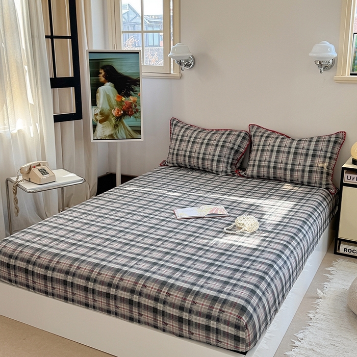 91家纺网 家纺一手货源 找家纺 金丝鸟家纺 2025春夏新款全棉纯棉双层纱床单 单品单件 黑格尔