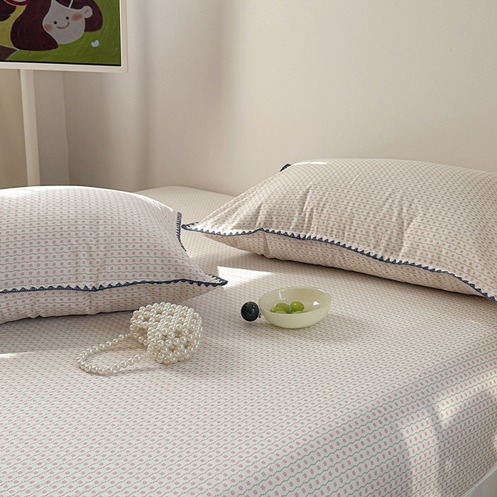 91家纺网 家纺一手货源 找家纺 金丝鸟家纺 2025春夏新款全棉纯棉双层纱床单 单品单件 粉色小花