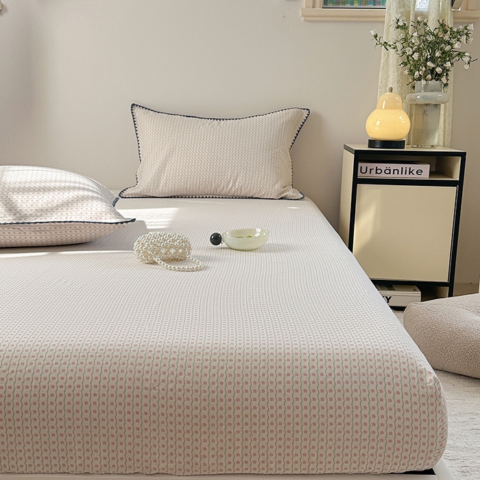 91家纺网 家纺一手货源 找家纺 金丝鸟家纺 2025春夏新款全棉纯棉双层纱床单 单品单件 粉色小花