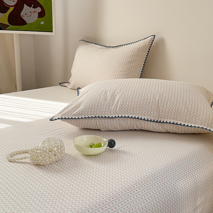 91家纺网 家纺一手货源 找家纺 金丝鸟家纺 2025春夏新款全棉纯棉双层纱床单 单品单件 粉色小花