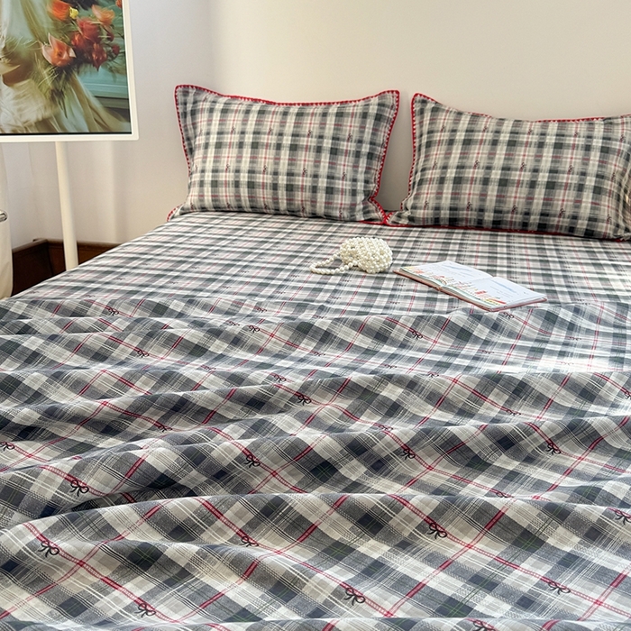 91家纺网 家纺一手货源 找家纺 金丝鸟家纺 2025春夏新款全棉纯棉双层纱床单 单品单件 黑格尔