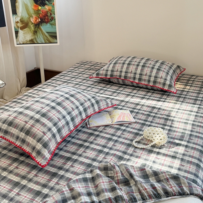 91家纺网 家纺一手货源 找家纺 金丝鸟家纺 2025春夏新款全棉纯棉双层纱床单 单品单件 黑格尔