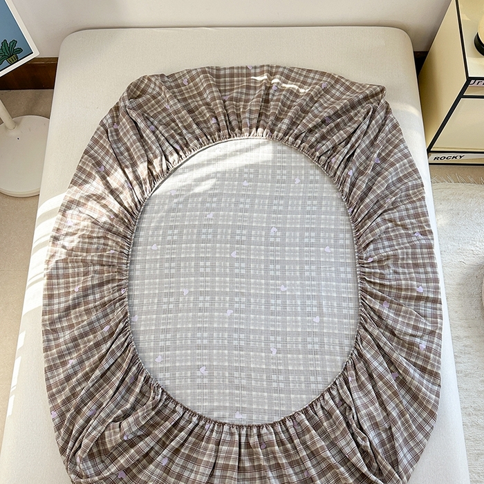 91家纺网 家纺一手货源 找家纺 金丝鸟家纺 2025春夏新款全棉纯棉双层纱床单 单品单件 复古棕格