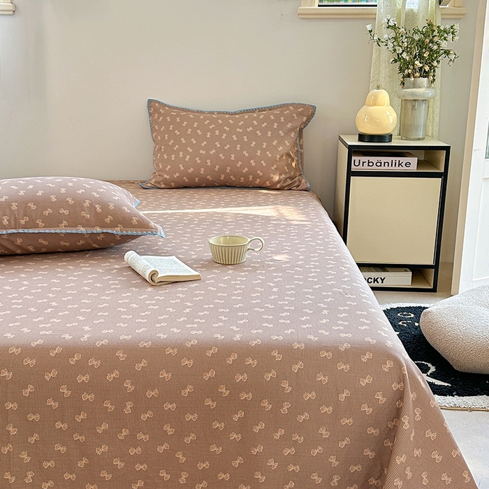 91家纺网 家纺一手货源 找家纺 金丝鸟家纺 2025春夏新款全棉纯棉双层纱床单 单品单件 糖果球