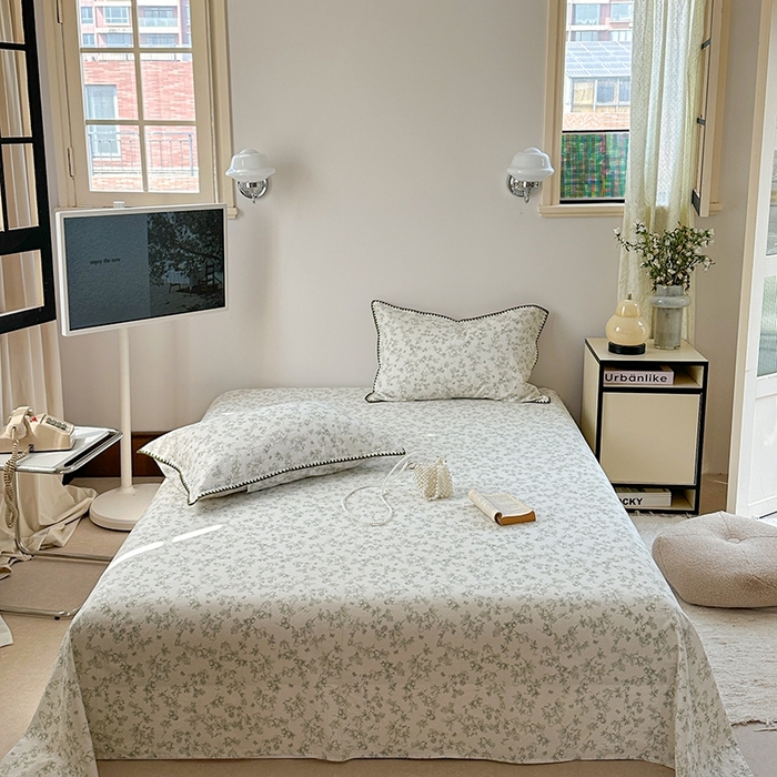 金丝鸟家纺 2025春夏新款全棉纯棉双层纱床单 单品单件 绿意枝头