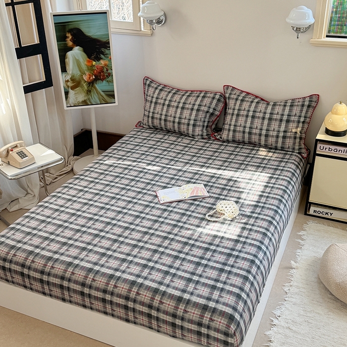 91家纺网 家纺一手货源 找家纺 金丝鸟家纺 2025春夏新款全棉纯棉双层纱床单 单品单件 黑格尔