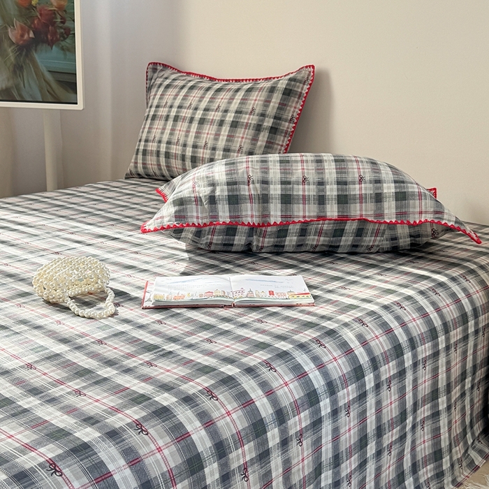 91家纺网 家纺一手货源 找家纺 金丝鸟家纺 2025春夏新款全棉纯棉双层纱床单 单品单件 黑格尔