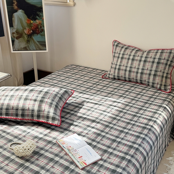 91家纺网 家纺一手货源 找家纺 金丝鸟家纺 2025春夏新款全棉纯棉双层纱床单 单品单件 黑格尔