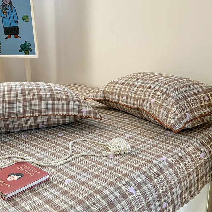 91家纺网 家纺一手货源 找家纺 金丝鸟家纺 2025春夏新款全棉纯棉双层纱床单 单品单件 复古棕格