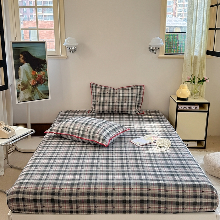 91家纺网 家纺一手货源 找家纺 金丝鸟家纺 2025春夏新款全棉纯棉双层纱床单 单品单件 黑格尔