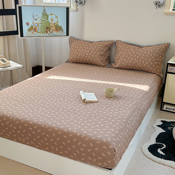 91家纺网 家纺一手货源 找家纺 金丝鸟家纺 2025春夏新款全棉纯棉双层纱床单 单品单件 糖果球