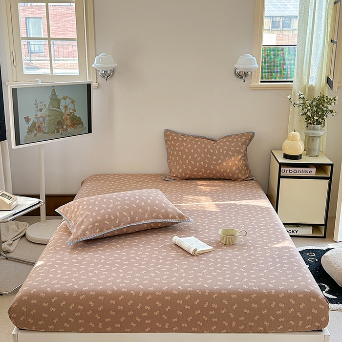 91家纺网 家纺一手货源 找家纺 金丝鸟家纺 2025春夏新款全棉纯棉双层纱床单 单品单件 糖果球