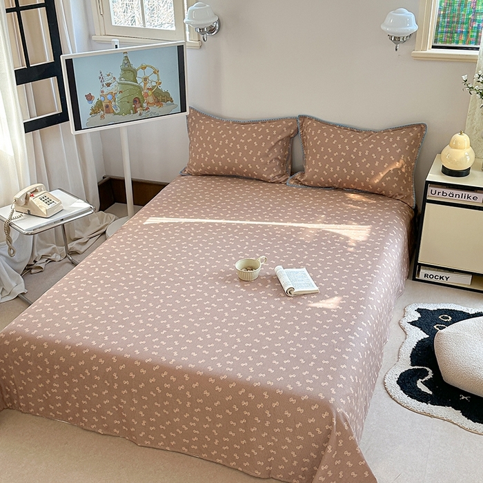 91家纺网 家纺一手货源 找家纺 金丝鸟家纺 2025春夏新款全棉纯棉双层纱床单 单品单件 糖果球