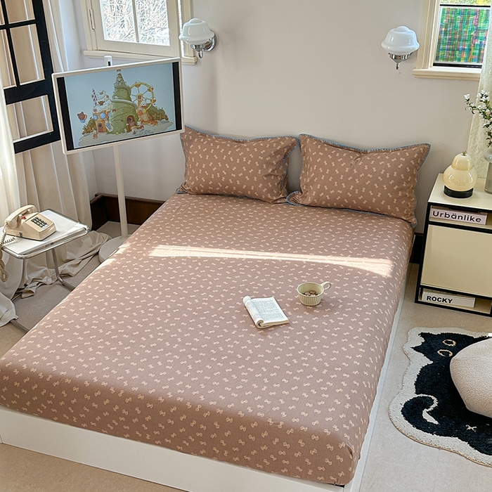 91家纺网 家纺一手货源 找家纺 金丝鸟家纺 2025春夏新款全棉纯棉双层纱床单 单品单件 糖果球