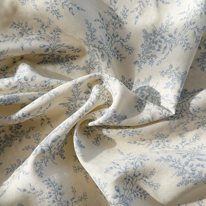 91家纺网 家纺一手货源 找家纺 金丝鸟家纺 2025春夏新款全棉纯棉双层纱床单 单品单件 蓝色枝丫