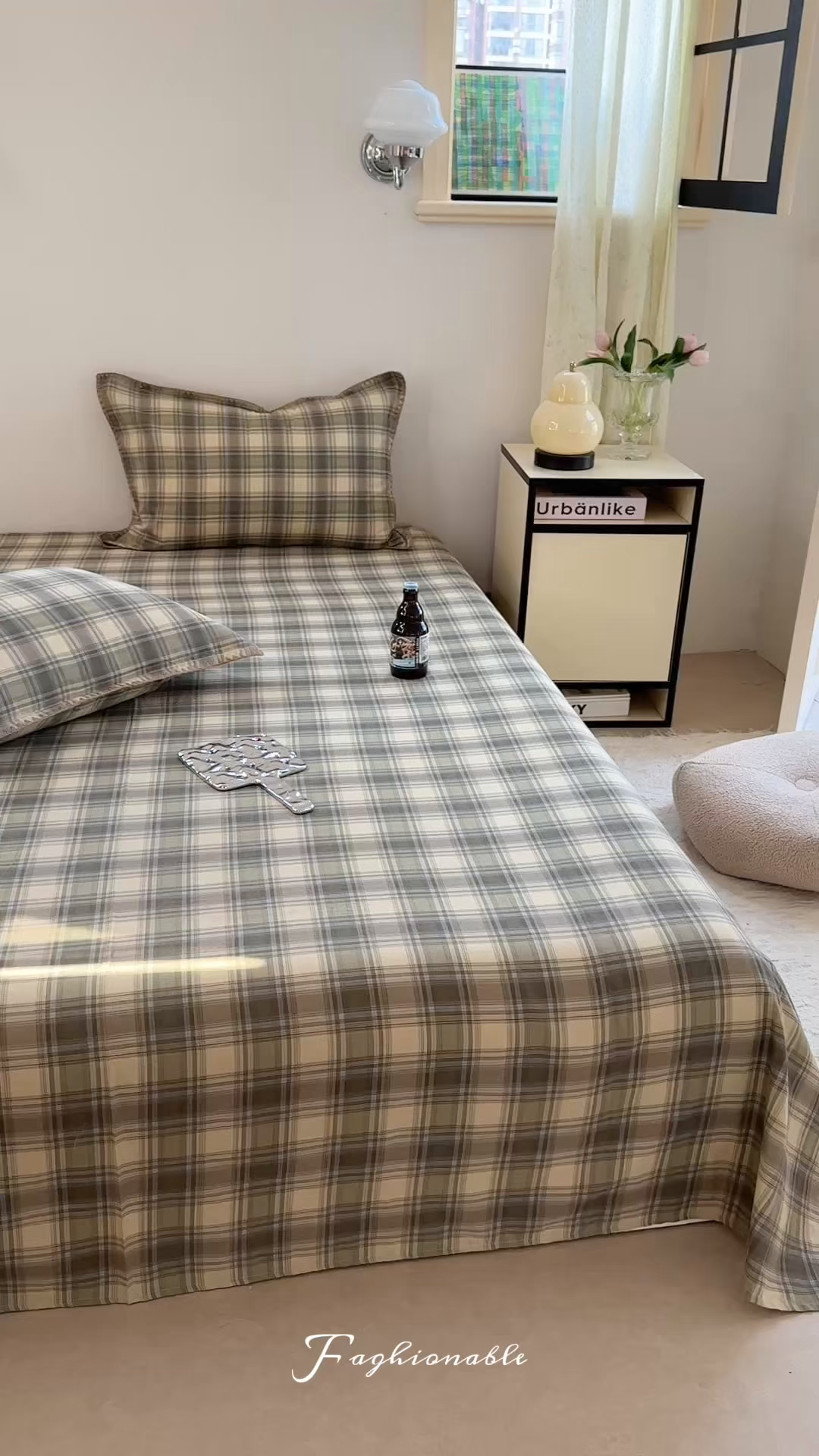 91家纺网 家纺一手货源 找家纺 金丝鸟家纺 2025春夏新款全棉纯棉双层纱床单 单品单件 轨迹绿格