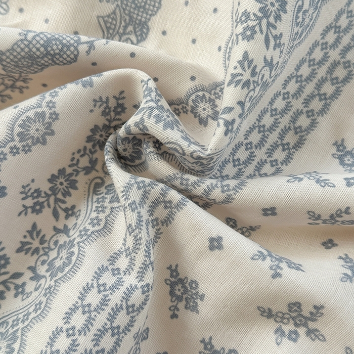 91家纺网 家纺一手货源 找家纺 金丝鸟家纺 2025春夏新款全棉纯棉双层纱床单 单品单件 蓝色花纹