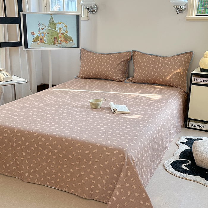 91家纺网 家纺一手货源 找家纺 金丝鸟家纺 2025春夏新款全棉纯棉双层纱床单 单品单件 糖果球