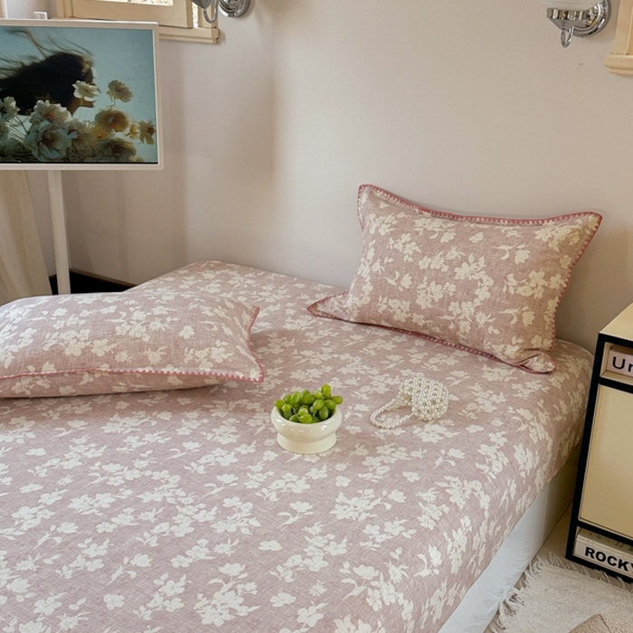 91家纺网 家纺一手货源 找家纺 金丝鸟家纺 2025春夏新款全棉纯棉双层纱床单 单品单件 花影